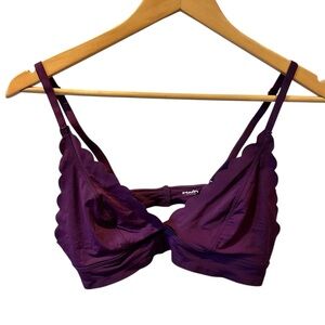 Wander Hot Totties Bralette Burgundy Scalloped Size Large